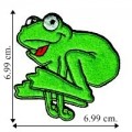Green Hopping Frog Embroidered Sew On Patch