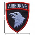 White Airborne Army Embroidered Sew On Patch