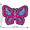 Pink Butterfly Embroidered Sew On Patch