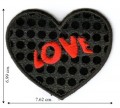 Black Sequin Love Heart Embroidered Sew On Patch