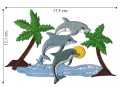 Dolphin with Tropical Style-2 Embroidered Sew On Patch