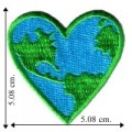 Blue-Green Earth Heart Embroidered Sew On Patch