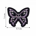 Black and Lavender Tribal Butterfly Embroidered Sew On Patch